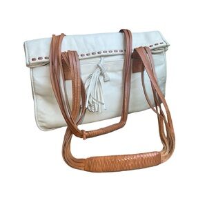 Francesca Biasia cream leather satchel handbag